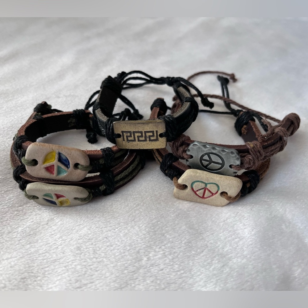 Leather Tie Bracelets Lot of 5 New